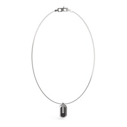 Guess Men's Carbon Fiber & Enamel Plate Curb Necklace