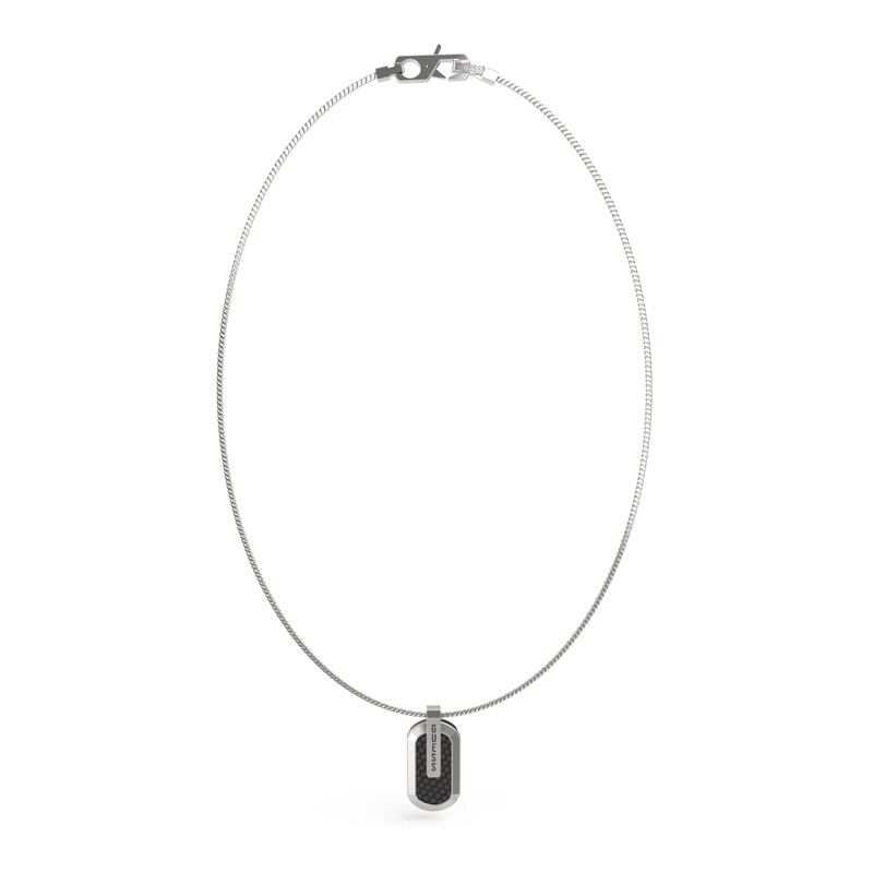 Main Image 1 of Guess Men's Carbon Fiber & Enamel Plate Curb Necklace