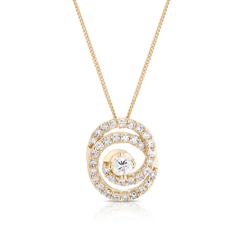 Main Image 1 of 9ct Yellow Gold 0.25ct Lab Grown Diamond Interlink Circle Pendant 18" Necklace