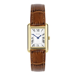 Sekonda Collette Ladies' Rectangle Silver Dial Brown Leather Strap Watch