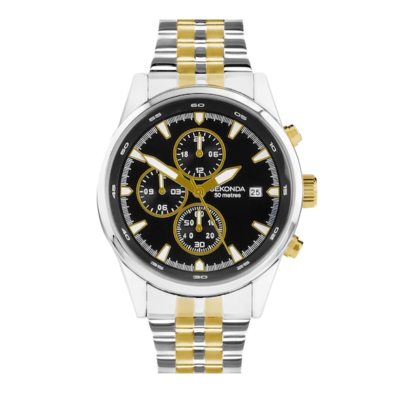 Sekonda Men's Dual Time Two Tone Stainless Steel Bracelet Watch