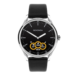 Sekonda Men's Hybrid Activity Tracker Black Leather Strap Watch