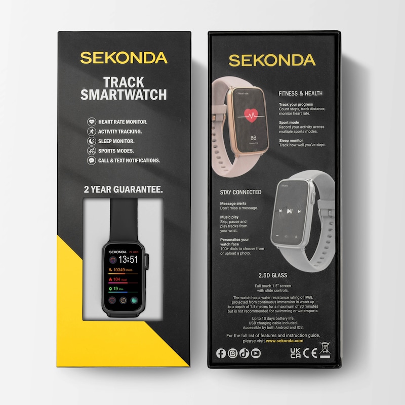 Main Image 8 of Sekonda Track Black Silicone Strap Smartwatch