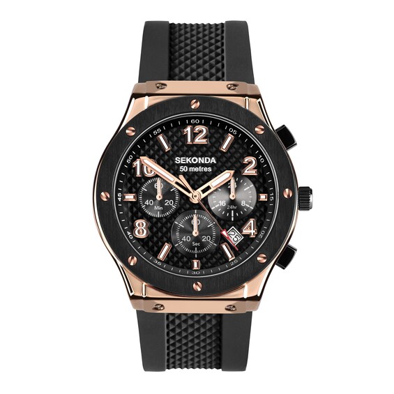 Sekonda Titan Men's Black Dial Black Silicone Strap Watch