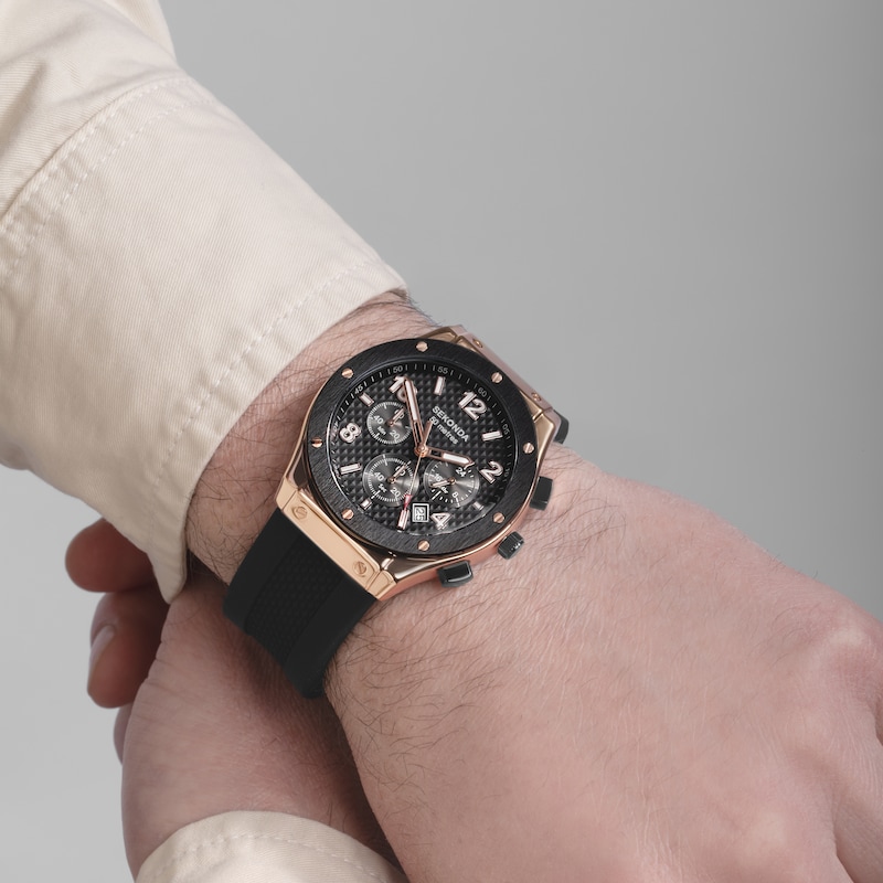 Main Image 6 of Sekonda Titan Men's Black Silicone Strap Watch