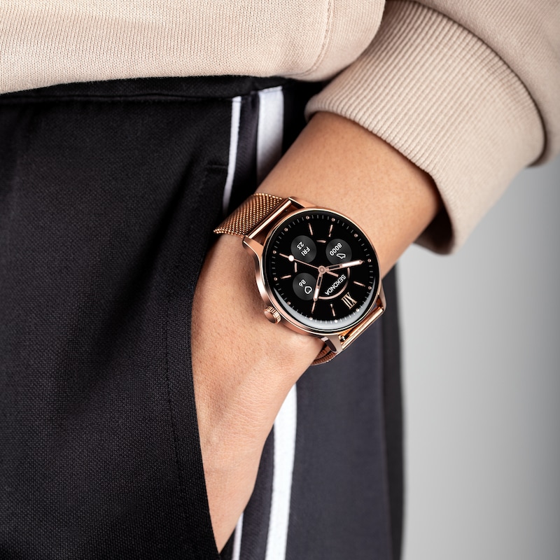 Main Image 6 of Sekonda Flex Plus Rose Gold Tone Stainless Steel Mesh Bracelet Smart Watch