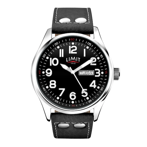 Limit Men's Pilot Black Dial Black Polyurethane Strap Watch