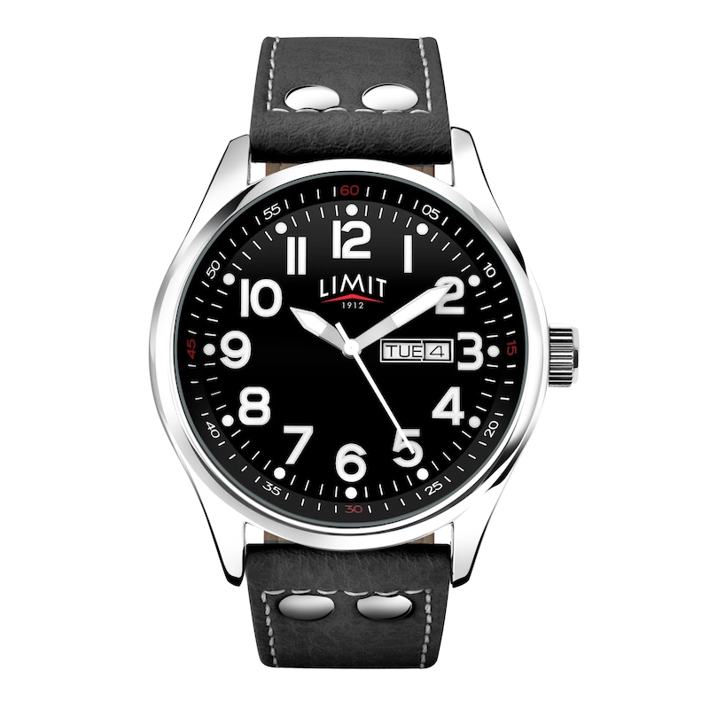 Main Image 1 of Limit Men's Pilot Black Dial Black Polyurethane Strap Watch