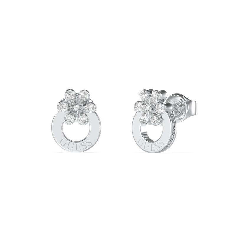 Main Image 1 of Guess Lily Flower Silver Tone 12mm Stud Earrings