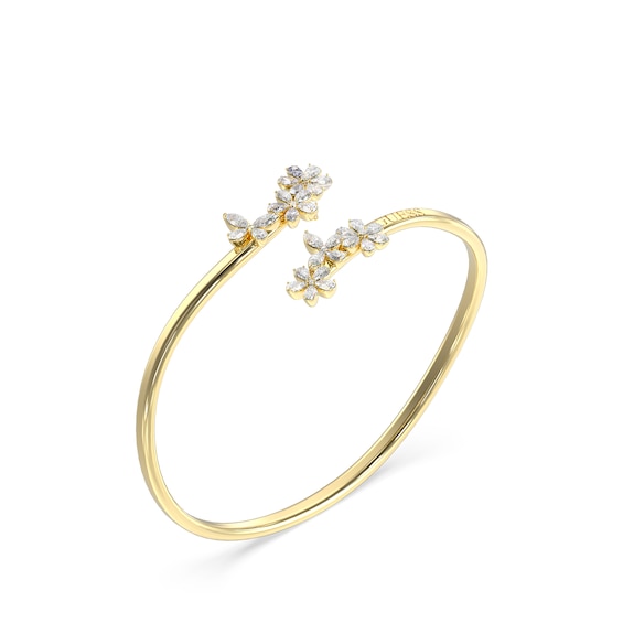 Guess Women's Stainless Steel Gold Tone Crystal Flowers Bangle - J42265 Ubb05103ygl - Image 5