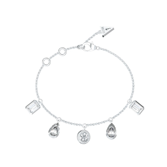 Guess Charm and 4G Detail Silver Tone Charm Bracelet