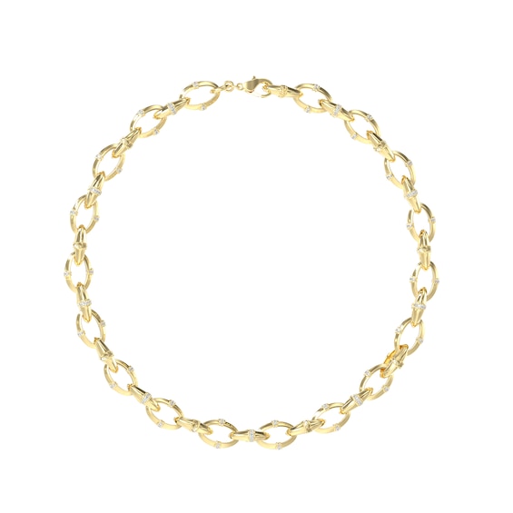 Guess Bamboo Multilink Gold Tone 16-18 Necklace