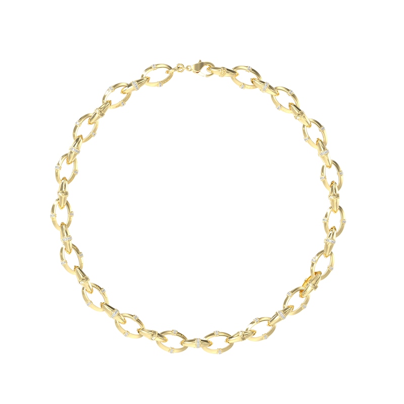 Main Image 1 of Guess Bamboo Multilink Gold Tone 16-18" Necklace