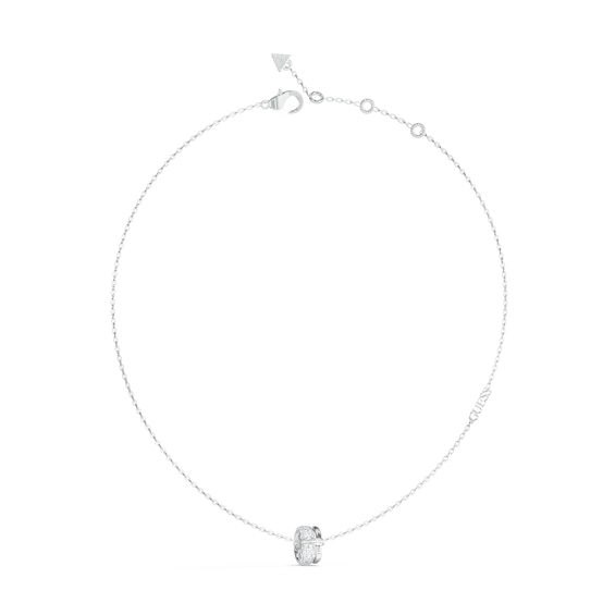 Guess Jungle Circle Pave Set Silver Tone 16-18 Necklace