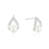 Thumbnail Image 1 of Sterling Silver Cubic Zirconia & Cultered Freshwater Pearl Teardrop Stud Earrings