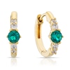 Thumbnail Image 1 of Sterling Silver Gold Plated Green Cubic Zirconia Hoop Earrings