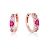 Thumbnail Image 1 of Sterling Silver Rose Gold Plated Pink Cubic Zirconia Hoop Earrings