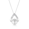 Thumbnail Image 1 of Sterling Silver CZ & Cultered Freshwater Pearl Pearl Teardrop Pendant 16+2" Necklace