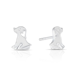 Children's Sterling Silver White Enamel Dog Stud Earrings