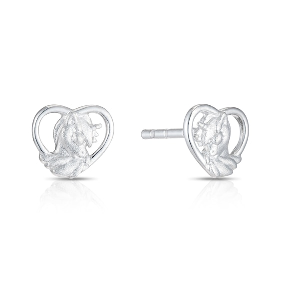 Children's Sterling Silver Unicorn Heart Earrings