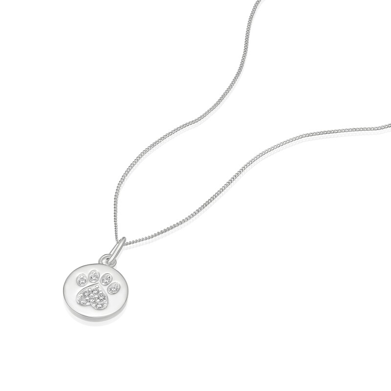 Main Image 2 of Children's Sterling Silver Cubic Zirconia Paw Print Pendant Necklace