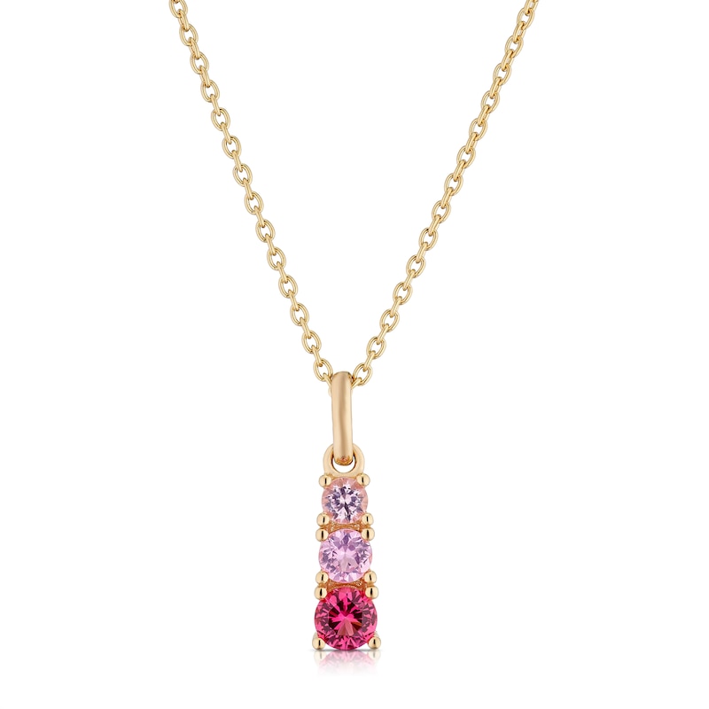 Main Image 1 of Sterling Silver Rose Gold Plated Pink Cubic Zirconia Pendant Necklace