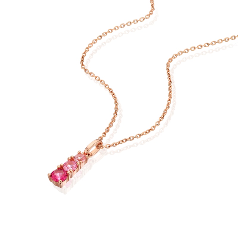 Main Image 2 of Sterling Silver Rose Gold Plated Pink Cubic Zirconia Pendant Necklace