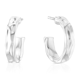 Sterling Silver Hammered Half Hoop Earrings