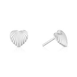 Sterling Silver Textured Heart Stud Earrings