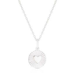 Sterling Silver Heart Disc Pendant Necklace