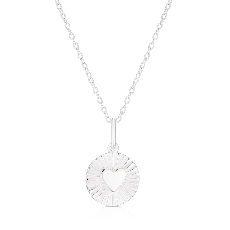 Main Image 1 of Sterling Silver Heart Disc Pendant Necklace