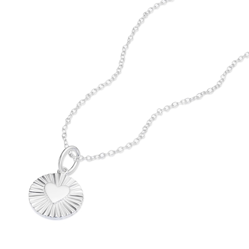 Main Image 2 of Sterling Silver Heart Disc Pendant Necklace