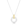 Thumbnail Image 1 of Sterling Silver & Yellow Gold Plated Ribbed Circle Pendant 16+2" Necklace