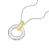 Thumbnail Image 2 of Sterling Silver & Yellow Gold Plated Ribbed Circle Pendant 16+2" Necklace