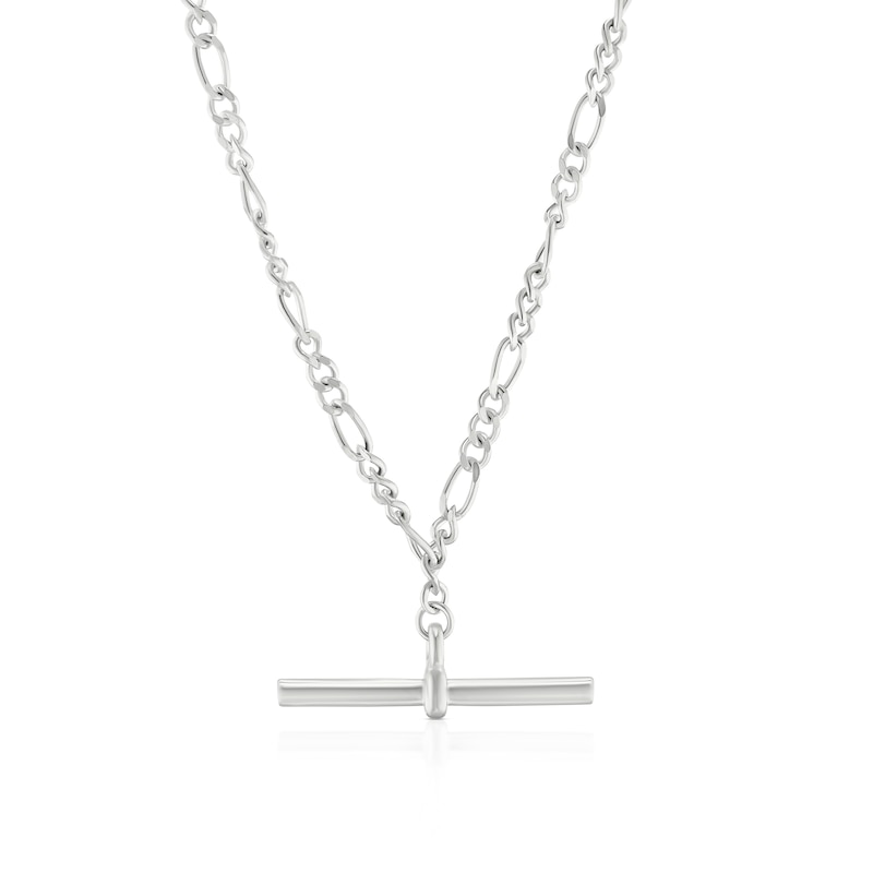 Main Image 1 of Sterling Silver Figaro T-Bar Necklace