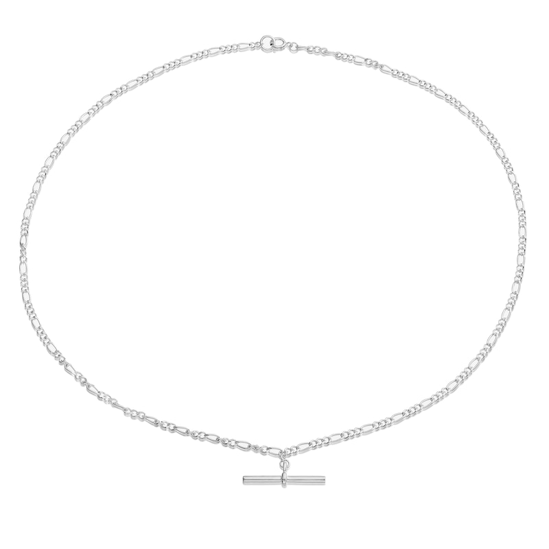 Main Image 2 of Sterling Silver Figaro T-Bar Necklace