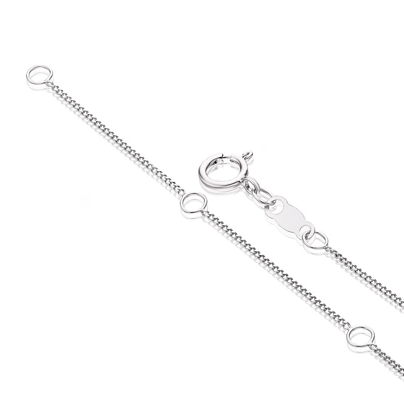 Main Image 3 of Sterling Silver Pear Created Pink & White Emerald Sapphire Halo Pendant Necklace