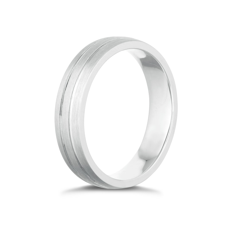 Main Image 2 of Men's Sterling Silver Matt & Polished 5mm Wedding Band