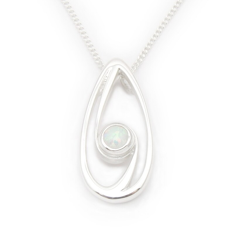 Ortak Silver and White Opal Swirl Pendant