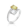 Thumbnail Image 2 of Sterling Silver Created White & Yellow Sapphire Emerald Cut Two Stone Twist Ring