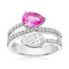 Thumbnail Image 1 of Sterling Silver Created White & Pink Sapphire Pear Cut Two Stone Spiral Ring