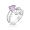 Thumbnail Image 2 of Sterling Silver Created White & Pink Sapphire Pear Cut Two Stone Spiral Ring