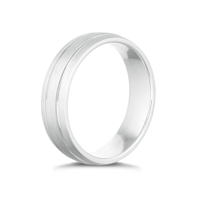 Men's Sterling Silver Polished Ridge Edge 6mm Wedding Ring