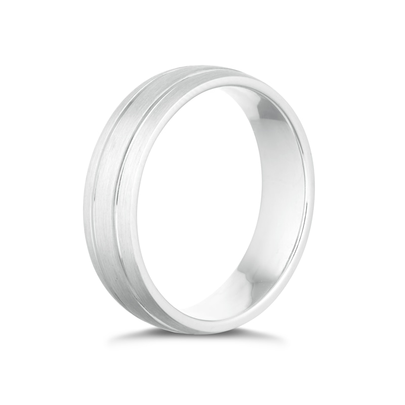 Main Image 2 of Men's Sterling Silver Polished Ridge Edge 6mm Wedding Ring