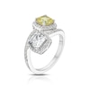 Thumbnail Image 2 of Sterling Silver Created White & Yellow Sapphire Cushion Halo Two Stone Twist Ring