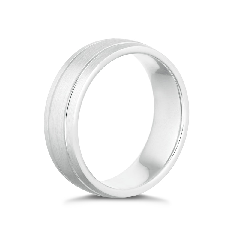 Main Image 2 of Men's Sterling Silver 7mm Matt & Polished Ring