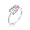 Thumbnail Image 2 of Sterling Silver Created White & Pink Sapphire Emerald Cut Heart Ring