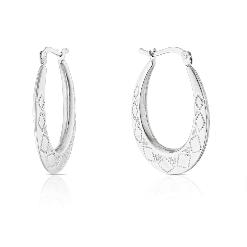 Main Image 1 of Silver Plated Diamond Cut Hoop Earrings