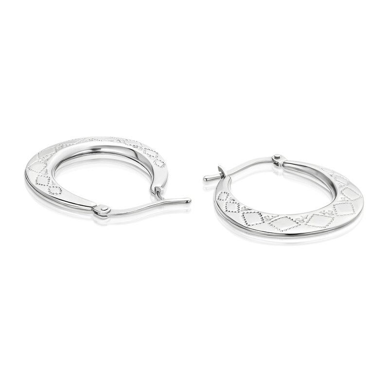 Main Image 2 of Silver Plated Diamond Cut Hoop Earrings