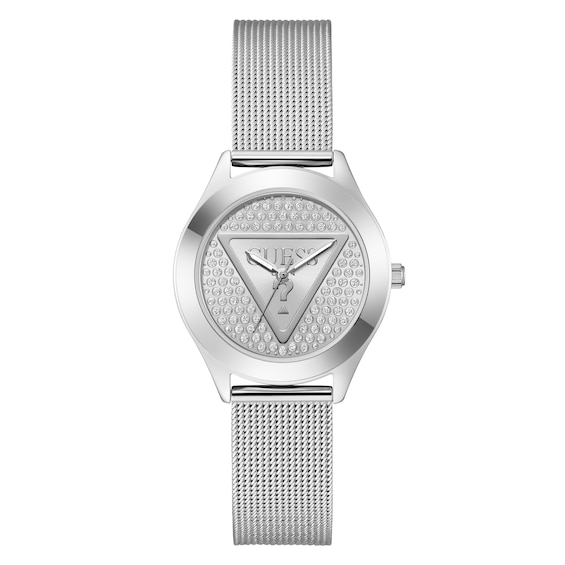 Guess Women's Glitz Dial Stainless Steel Mesh Bracelet Watch